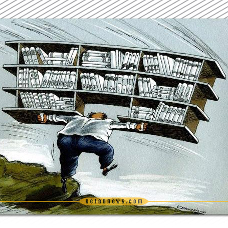 پرواز با کتابخانه کاریکاتور کتاب  والنتین دروژنین از روسیه [Valentin Druzhinin].